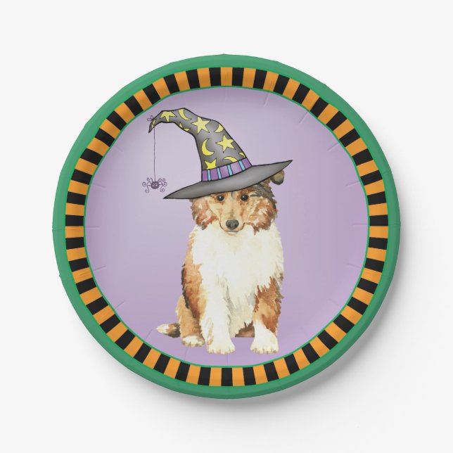Halloween Collie Pappteller (Vorderseite)