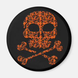 Halloween Colors! Orangefarbene und schwarze Schäd Magnet
