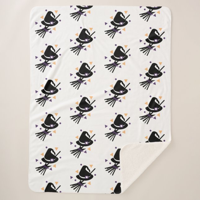 Halloween Confetti Witch Hat und Broom Sherpadecke (Vorderseite)