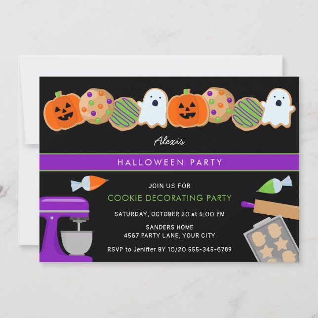 HALLOWEEN COOKIE-PARTY EINLADUNG (Vorderseite)