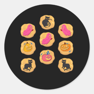 Halloween Cookies Ghost Pumpkin Kat Halloween Suga Runder Aufkleber