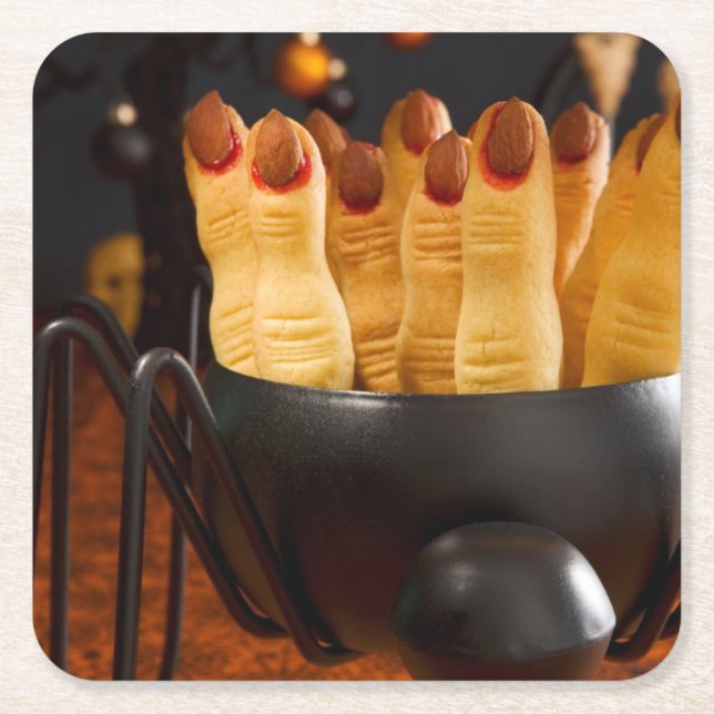 Halloween Cookies - Hexenfingers Rechteckiger Pappuntersetzer (Vorderseite)