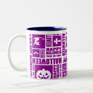 Halloween Cool Typografie Muster Lila Zweifarbige Tasse