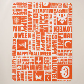 Halloween Cool Typografie Muster Orange Sherpadecke