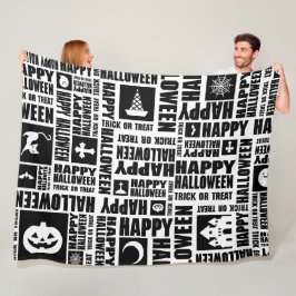 Halloween Cool Typografie Muster Schwarz Fleecedecke