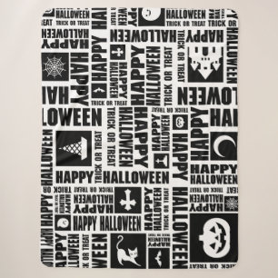 Halloween Cool Typografie Muster Schwarz Sherpadecke