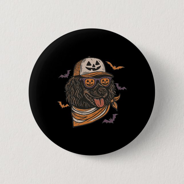 Halloween Cooler Hund Boykin Spaniel Sungles Hund  Button (Vorderseite)