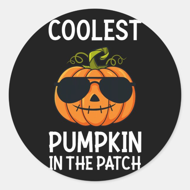Halloween Cooler Kürbis in die Patchboys-Girls Runder Aufkleber (Vorderseite)