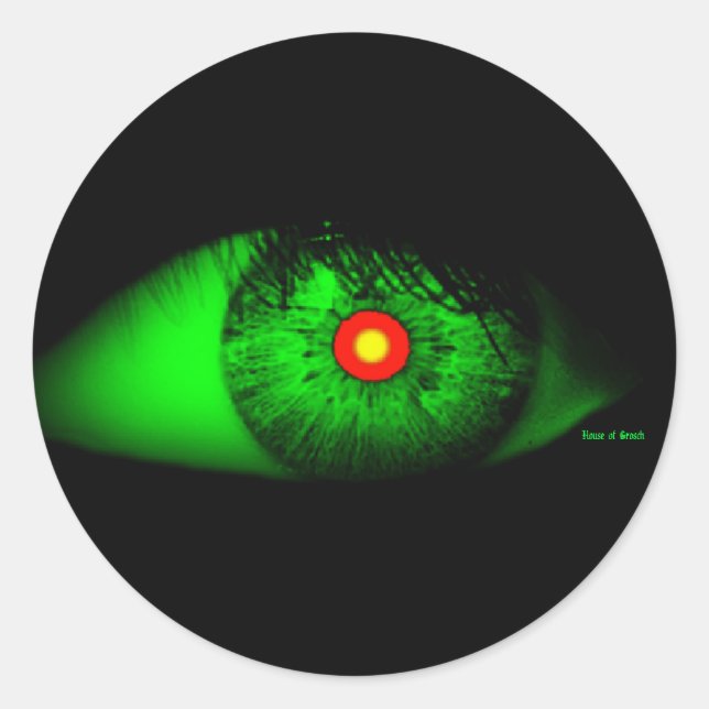 Halloween Cooles und graues Auge der Hexe Runder Aufkleber (Vorderseite)