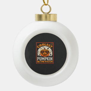 Halloween Coolste Sonnenbrille im Kürbisbeet Keramik Kugel-Ornament