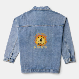 Halloween Coolster Kürbis im Patch Hexen Design Jeansjacke