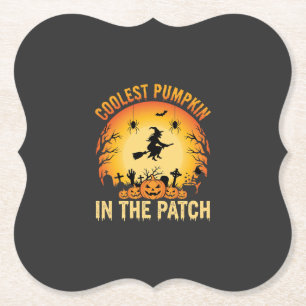 Halloween Coolster Kürbis im Patch Hexen Design Untersetzer