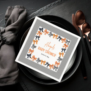 Halloween Coquette Black   Orange Bows Baby Dusche Serviette