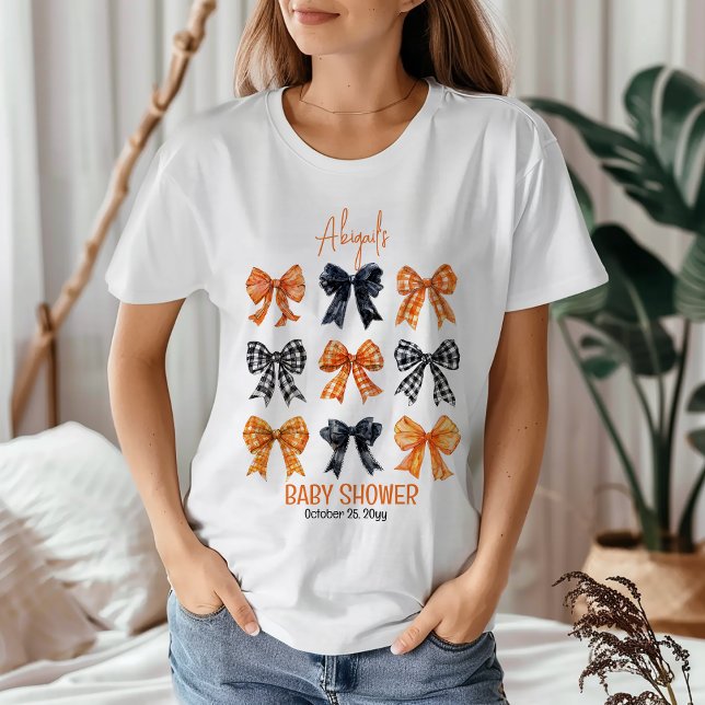 Halloween Coquette Black | Orange Bows Baby Dusche Tri-Blend Shirt (Halloween Coquette Black | Orange Bows Girl Baby Shower Woman's T-Shirt)