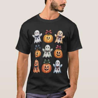 Halloween Coquette Bow Pumpkin Ghost Spooky Boo Wo T-Shirt