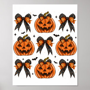Halloween Coquette Bow Pumpkin Spooky Women Girl C Poster