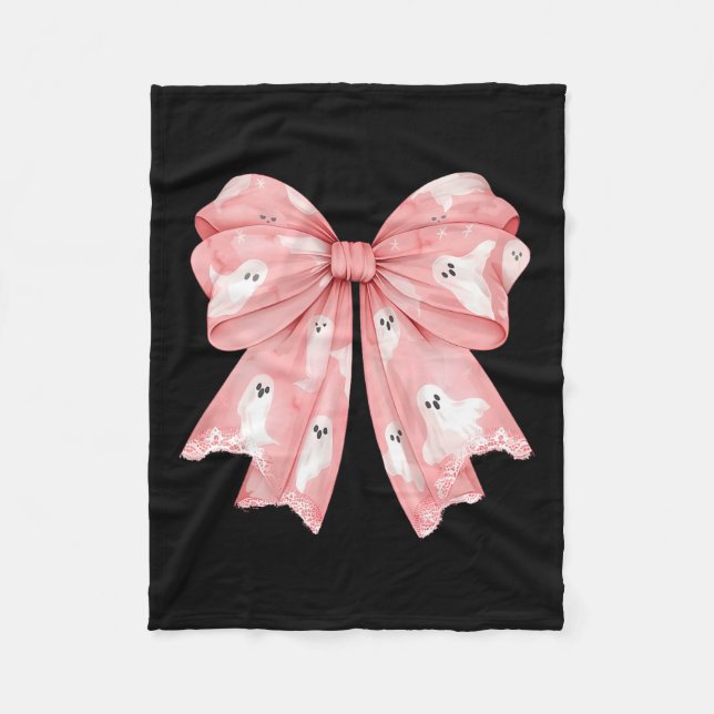 Halloween Coquette Ghost Bow Niedlich Girly Soft G Fleecedecke (Vorderseite)