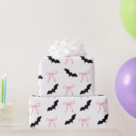 Halloween Coquette rosa Bug und Fledermaus Geschenkpapier