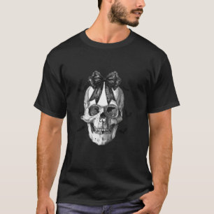 Halloween Coquette Skull mit Black Lace Bow Spook T-Shirt