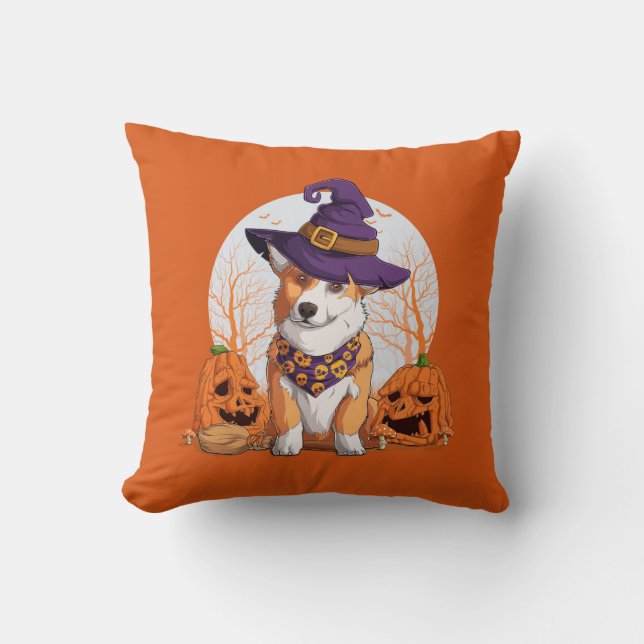 Halloween Corgi Kissen (Vorderseite)