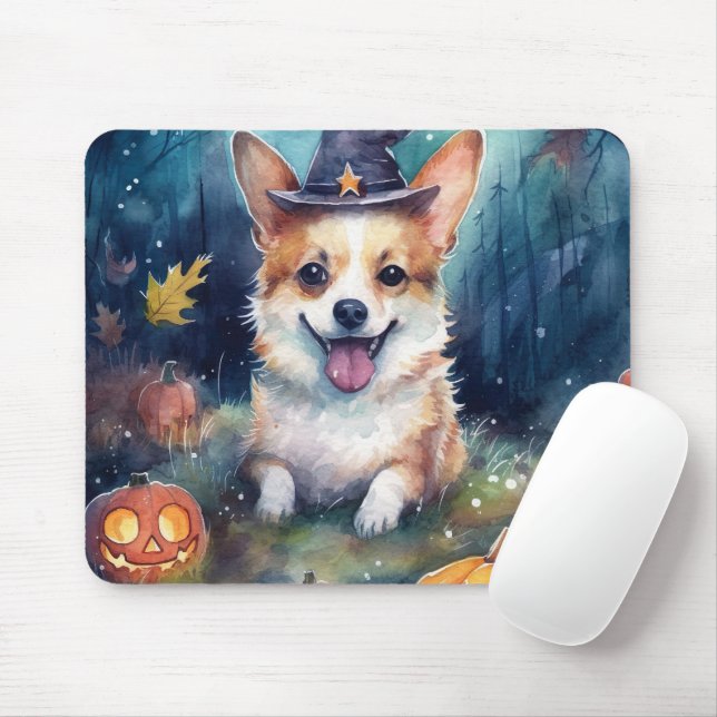 Halloween Corgi mit Pumpkins Beängstigend Mousepad (Mit Mouse)