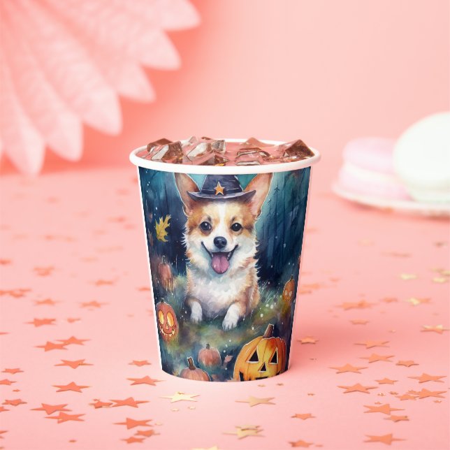 Halloween Corgi mit Pumpkins Beängstigend Pappbecher (Insitu)