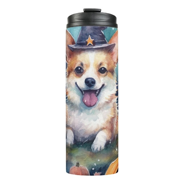 Halloween Corgi mit Pumpkins Beängstigend Thermosbecher (Vorderseite)