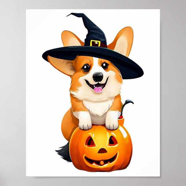 Halloween Corgi Witch Hat Poster (Vorne)