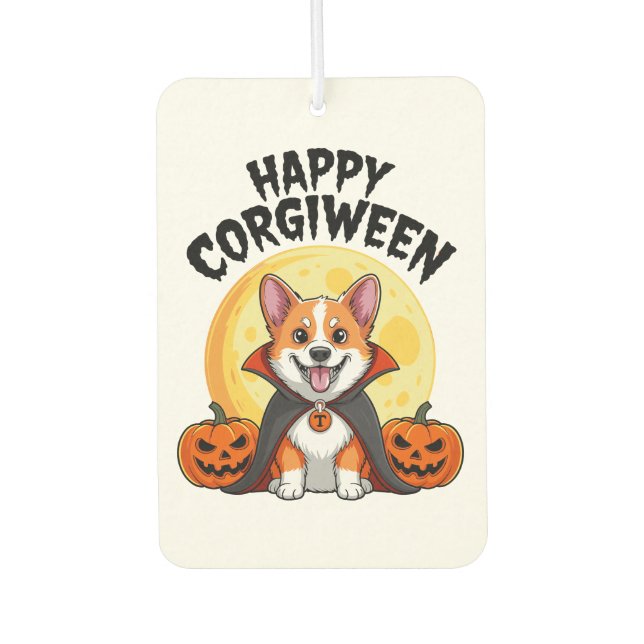 Halloween Corgiween, Spooky Corgi Dog Autolufterfrischer (Vorderseite)