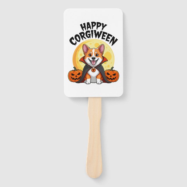 Halloween Corgiween, Spooky Corgi Dog Fächer (Vorderseite)