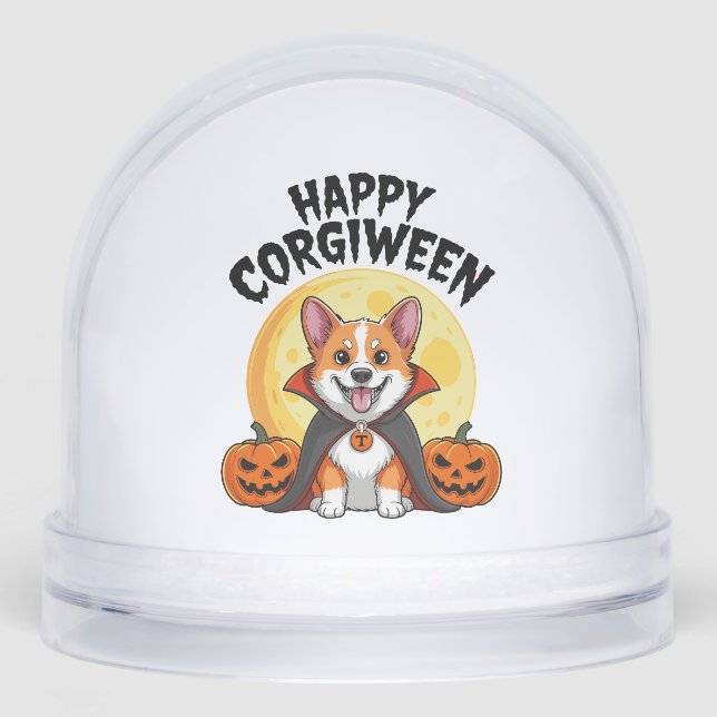 Halloween Corgiween, Spooky Corgi Dog Schneekugeln (Vorderseite)