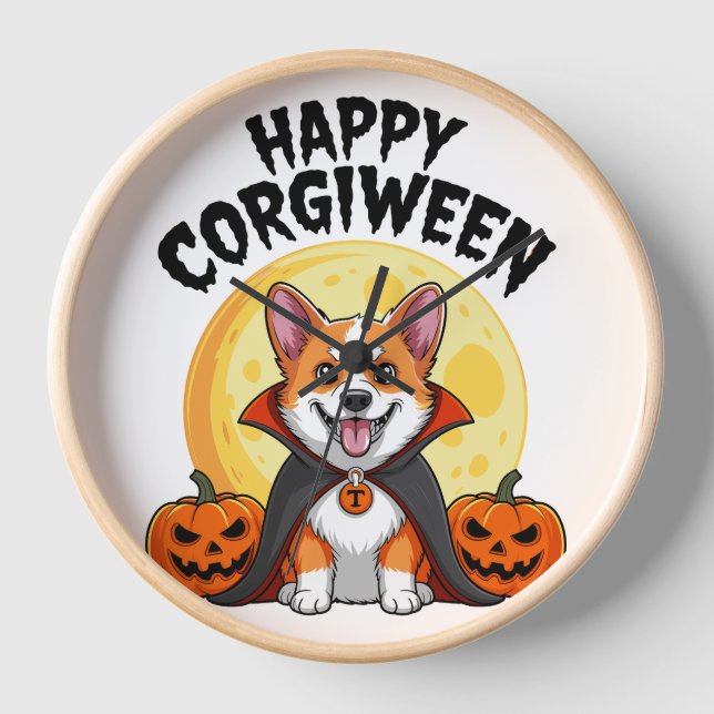 Halloween Corgiween, Spooky Corgi Dog Uhr (Vorderseite)