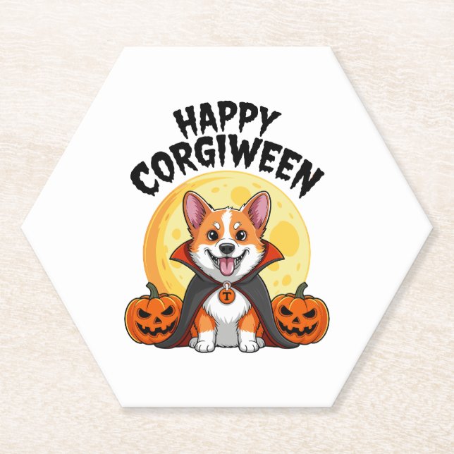 Halloween Corgiween, Spooky Corgi Dog Untersetzer (Vorderseite)