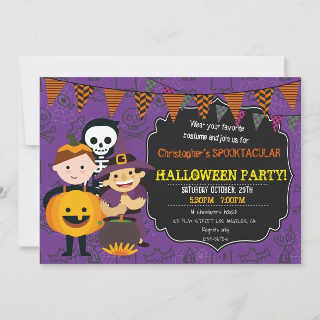 HALLOWEEN COSTUME ANNIVERSAIRE INVITATION (Devant)