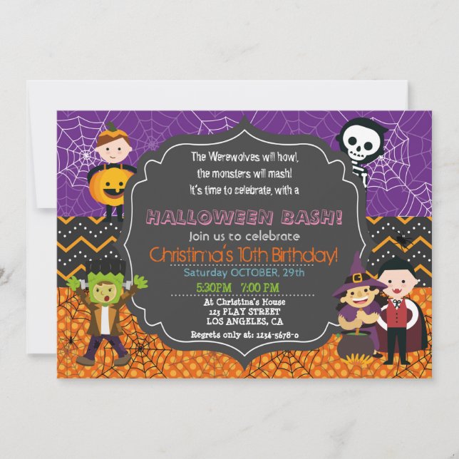 HALLOWEEN COSTUME BIRTHDAY PARTY EINLADUNG (Vorderseite)