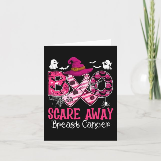 Halloween Costume Boo Scare Away Brustkrebs Karte (Vorderseite)