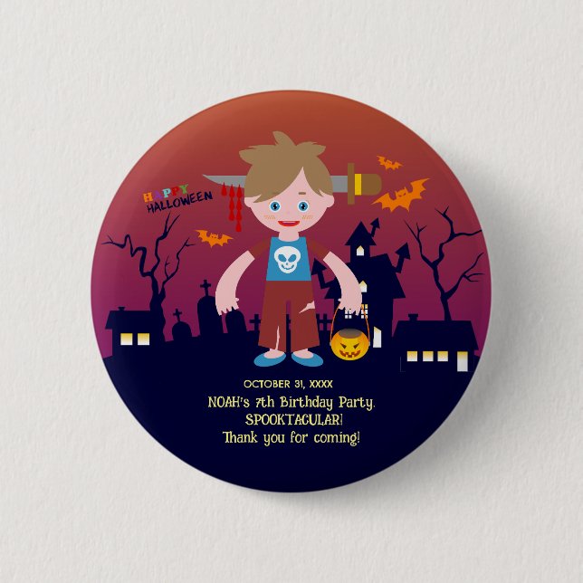 Halloween Costume Boy Geburtstagsparty Button (Vorderseite)