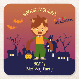 Halloween Costume Boy Geburtstagsparty Rechteckiger Pappuntersetzer