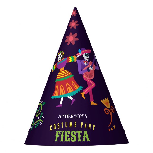 Halloween Costume Farbiges Party De los Muertos Partyhütchen (Vorderseite)
