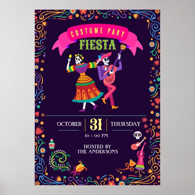 Halloween Costume Farbiges Party De los Muertos Poster (Vorne)