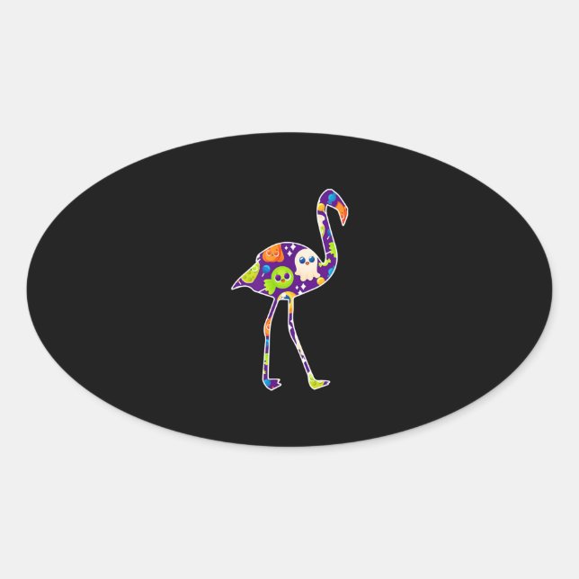 Halloween Costume Flamingo Ghost Candy Geschenk Ovaler Aufkleber (Vorderseite)