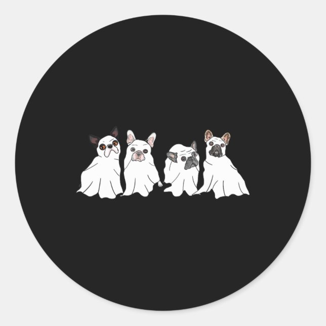 Halloween Costume French Bulldog Ghost Runder Aufkleber (Vorderseite)