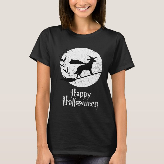 Halloween Costume Hexenblauer Helferhund T-Shirt (Vorderseite)