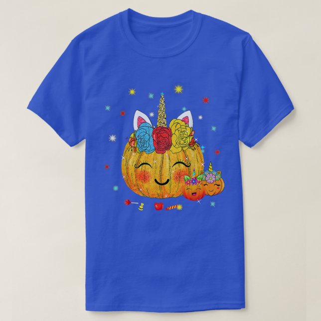Halloween Costume Niedlich Unicorn Pumpkin Blume S T-Shirt (Design vorne)