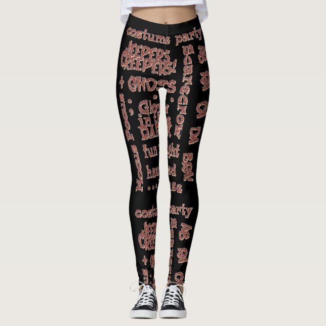 Halloween Costume noir orange Leggings (Devant)