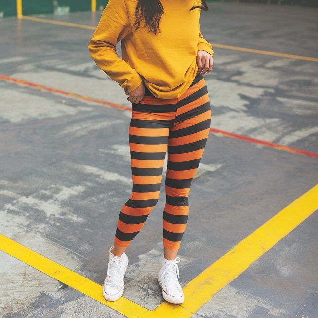 Halloween Costume Orange und White Stripes Muster Leggings (Von Creator hochgeladen)