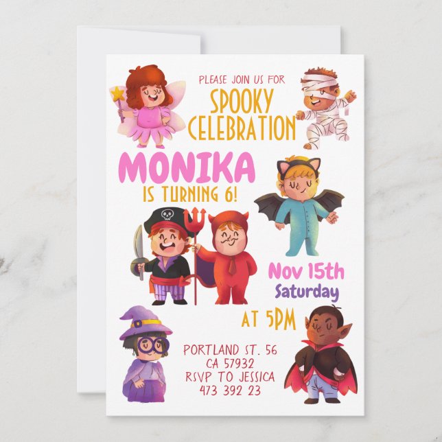 Halloween Costume party Birthday Invitation  Einladung (Vorderseite)