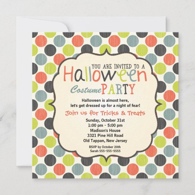 Halloween Costume Party Bunte und Spaß Einladung (Vorderseite)