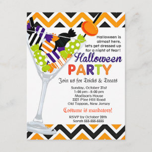 Halloween Costume Party Candies Cocktail Einladung
