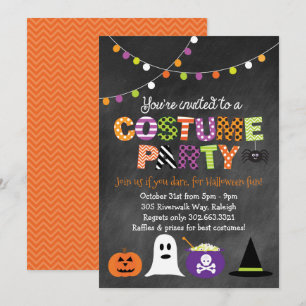 Halloween Costume Party Chalkboard Einladung